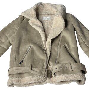ZARA WOMAN Faux Shearling Moto Jacket – Size XS